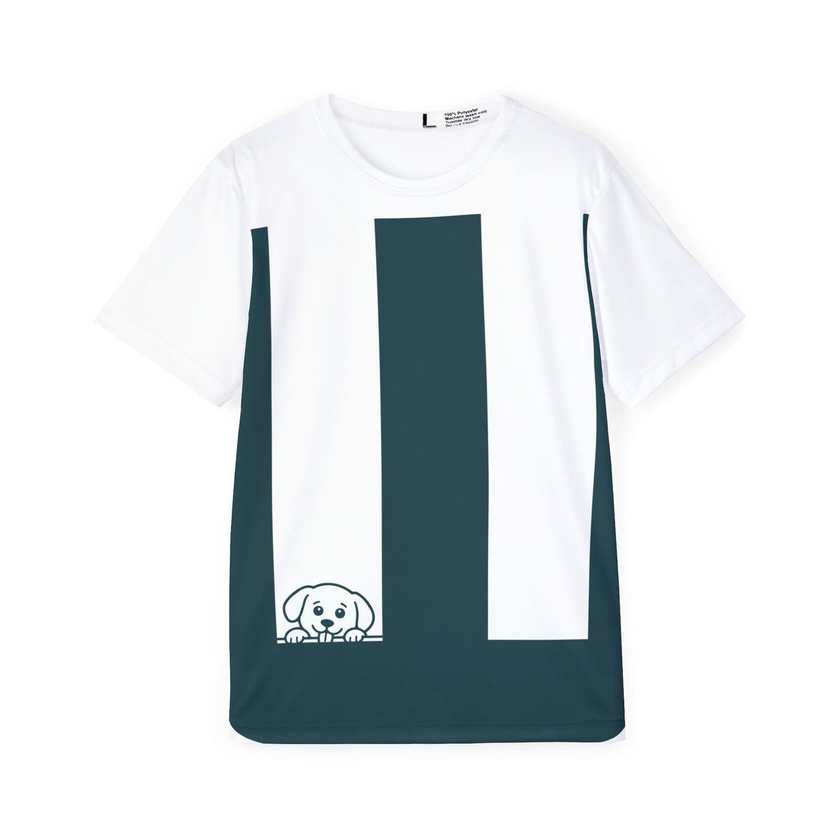 Men's Sports Jersey — Minimal Vertical Stripe Puppy Graphic