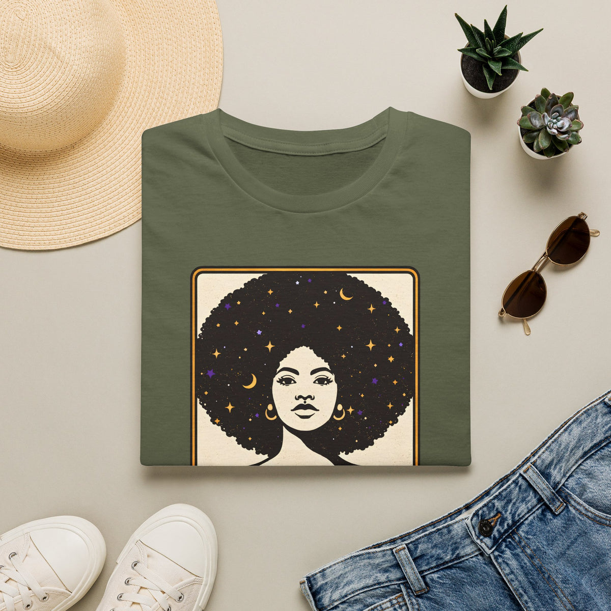 Retro Afro Woman Feminist Tee