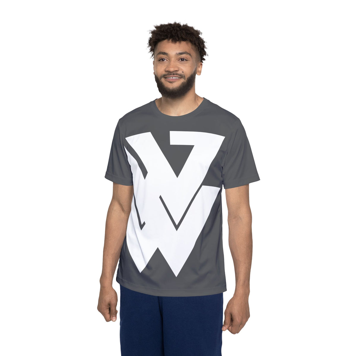 Men's Athletic Jersey with Bold White Geometric Logo