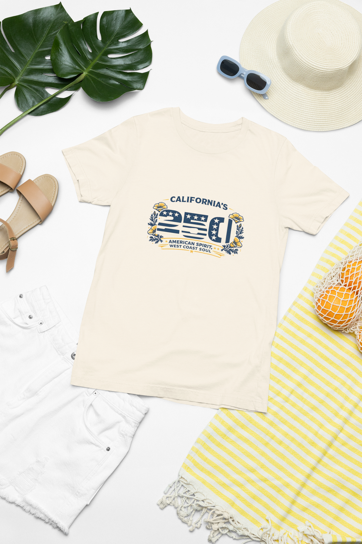 California 250 Retro Flag Graphic T-Shirt | West Coast Spirit