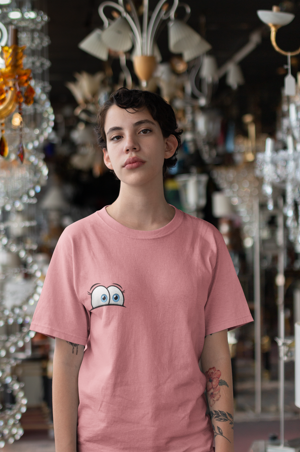 Peeking Eyes Cartoon T-Shirt
