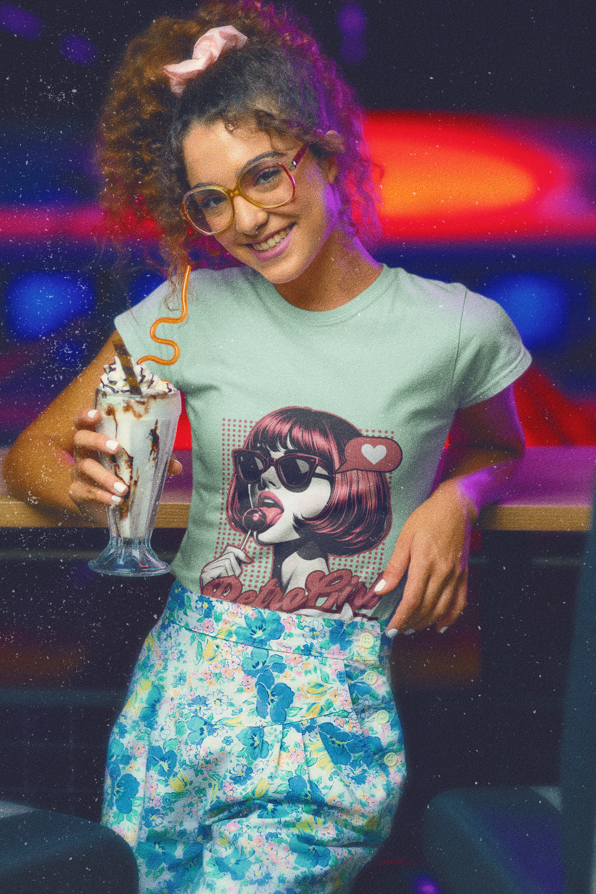 Retro Girl Illustration T-Shirt