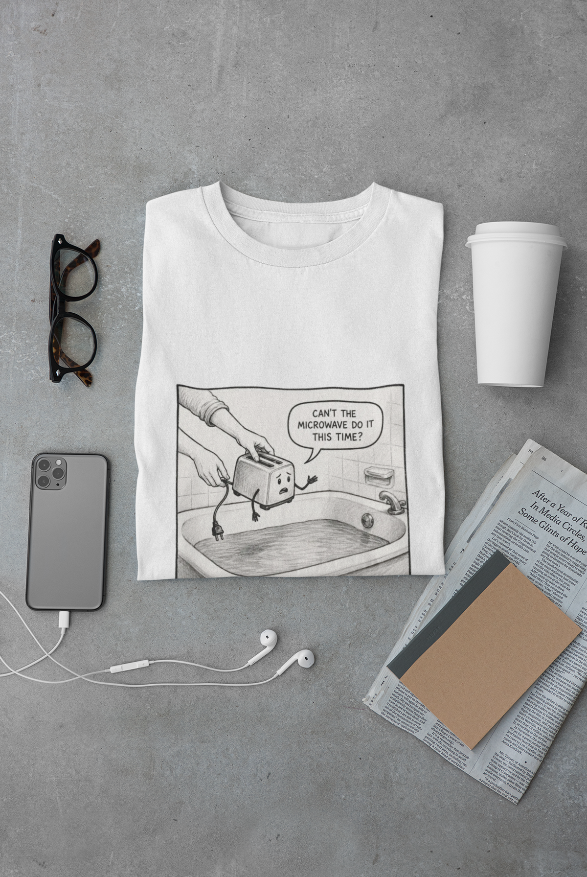 Toaster Bathtub Sarcastic Comic Shirt