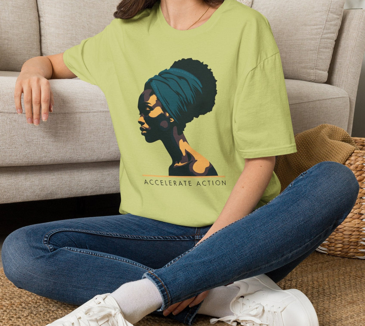 Afro Headwrap Portrait T‑Shirt — Empowering Black Woman Graphic Tee