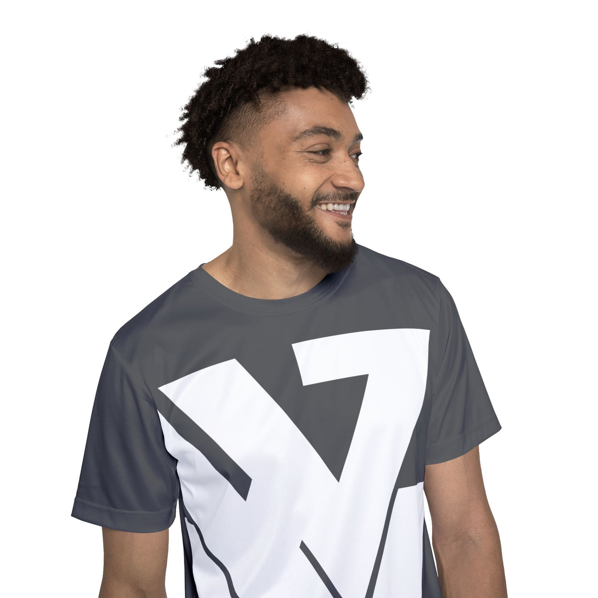 Men's Athletic Jersey with Bold White Geometric Logo