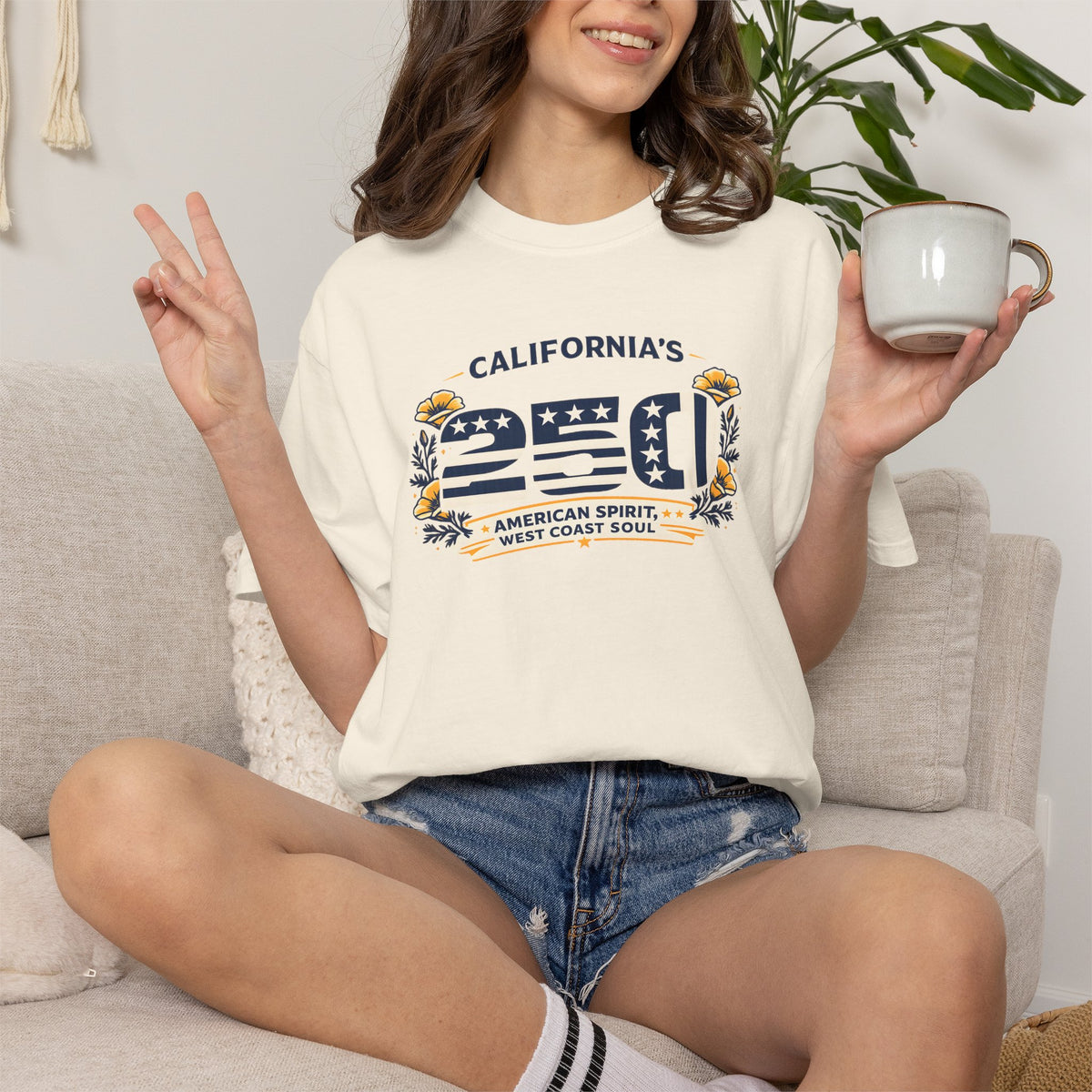 California 250 Retro Flag Graphic T-Shirt | West Coast Spirit
