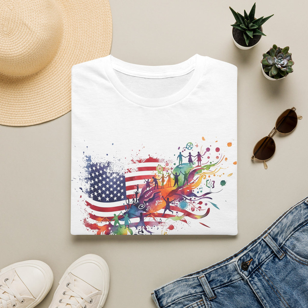 American Flag Watercolor T-Shirt | USA 250