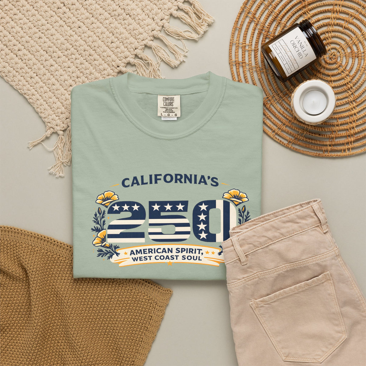 California 250 Retro Flag Graphic T-Shirt | West Coast Spirit