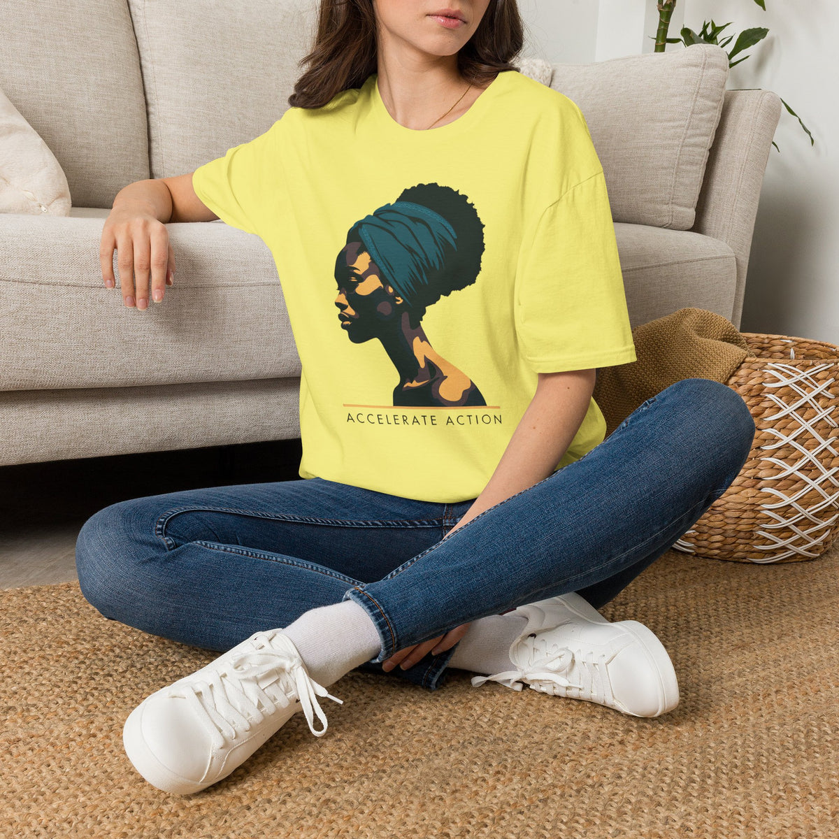 Afro Headwrap Portrait T‑Shirt — Empowering Black Woman Graphic Tee
